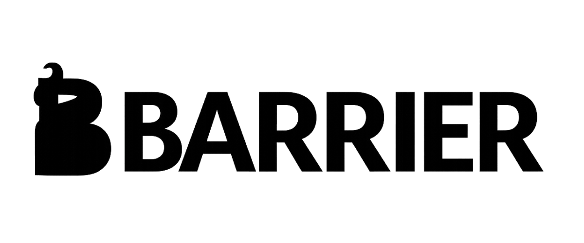 Conceal Barrier logo featuring a stylized letter B with a chess piece silhouette beside bold black "BARRIER" text.