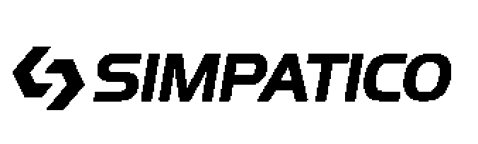 Simpatico black logo featuring bold uppercase text with a stylized arrow icon to the left.