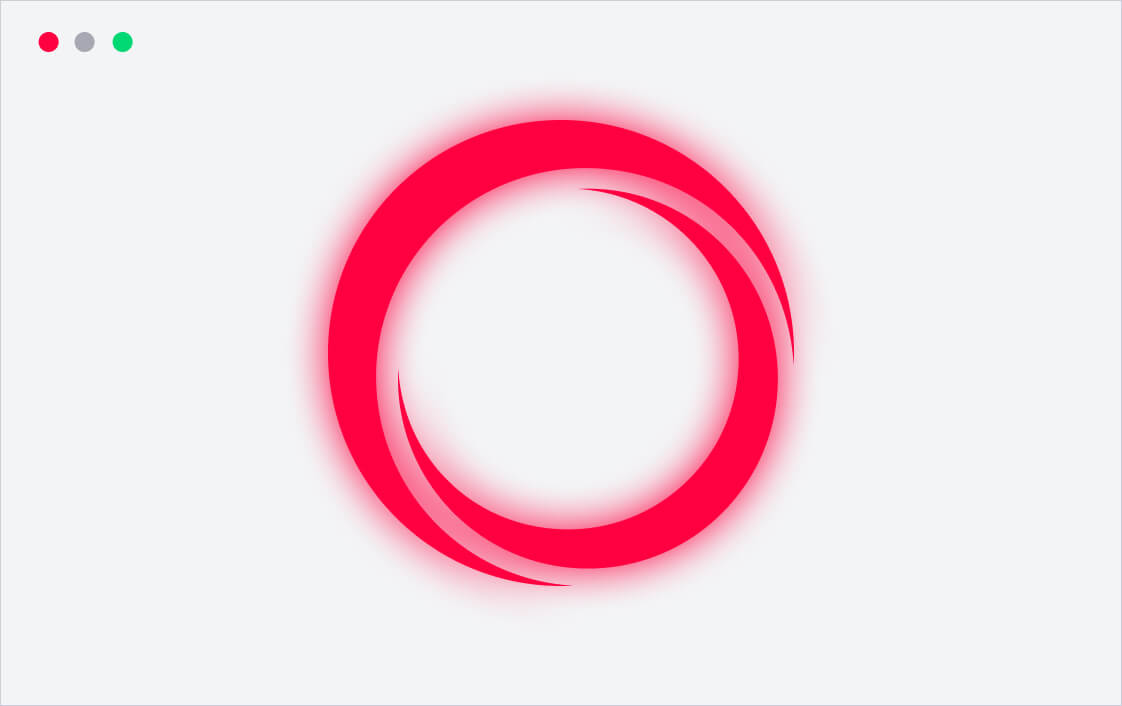 A glowing red circular ring with overlapping brush-like strokes on a light gray background in a browser window.