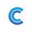 A stylized blue letter "C" with layered, ribbon-like curves creating a three-dimensional effect on a white background.